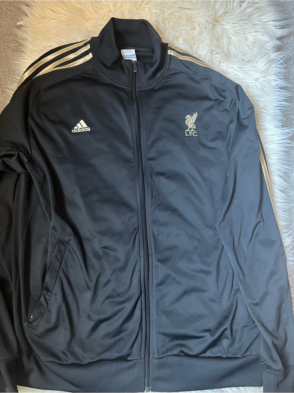 Vintage Adidas Liverpool FC Black & Gold Track Jacket